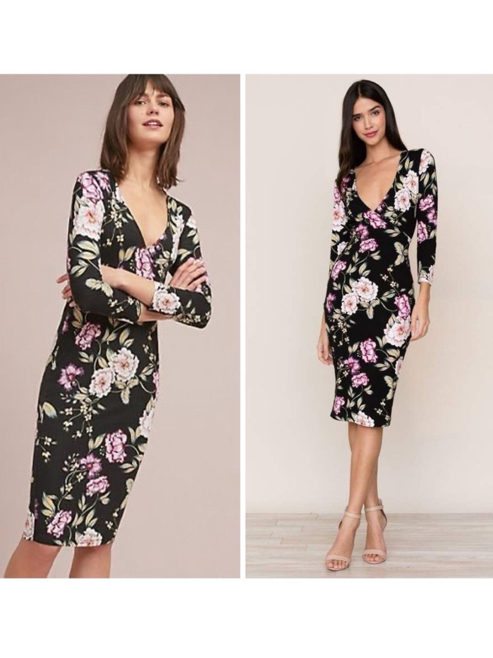 NWT Anthropologie Yumi Kim Clarissa Column Dress floral ruched dress size Medium